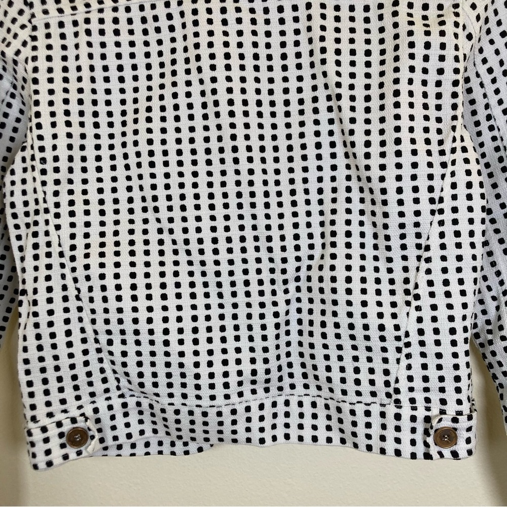 Saint + Sofia Cropped Polka Dot Jacket Tweed Black White Cotton Stretch Size 6 - Picture 8 of 12